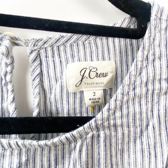 J. Crew Trademark 2 Womens Blue White Ruffle Top in Strip Ruffly Sleeves - Picture 5 of 9